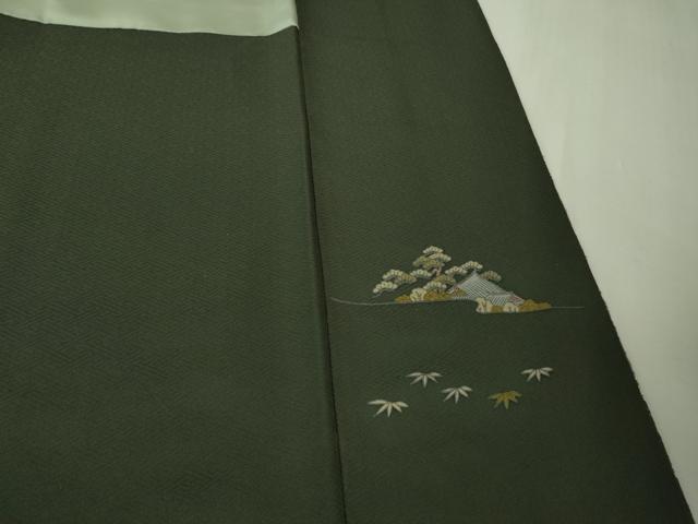平和屋本店●極上　中国三大刺繍　スワトウ刺繍　汕頭刺繍　訪問着　人物風景　千歳茶色地　金糸　逸品　DZAB7156kh6