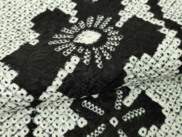 平和屋本店●極上　本疋田絞り　振袖　枝梅　白×黒　ほていや扱い　逸品　DZAB7158kh6