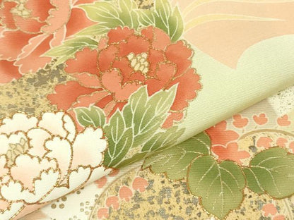 平和屋本店●極上　訪問着　駒刺繍　束ね熨斗　花丸文　濃い藍白色地　暈し染め　金彩　逸品　未使用　DZAB7161kh6