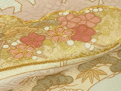 平和屋本店●極上　訪問着　作家物　駒刺繍　雲取り風景花文　蒸栗色地　金彩　逸品　未使用　DZAB7163kh6