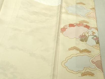 平和屋本店●極上　訪問着　作家物　駒刺繍　雲取り風景花文　蒸栗色地　金彩　逸品　未使用　DZAB7163kh6