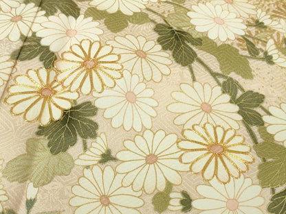 平和屋本店●極上　訪問着　駒刺繍　松　菊　桜　楓　肌色地　金彩　逸品　未使用　DZAB7164kh6