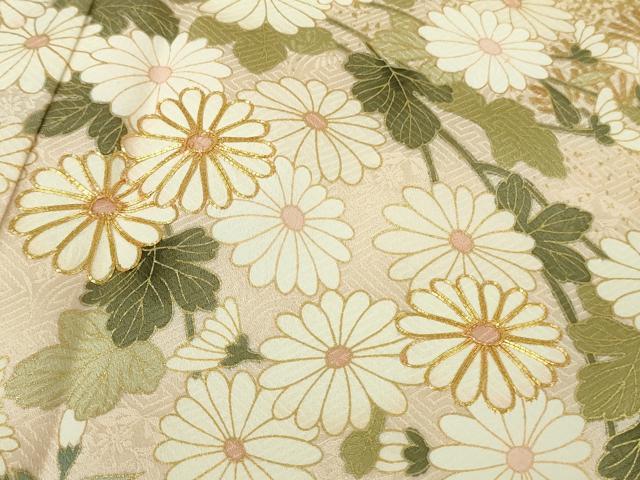 平和屋本店●極上　訪問着　駒刺繍　松　菊　桜　楓　肌色地　金彩　逸品　未使用　DZAB7164kh6