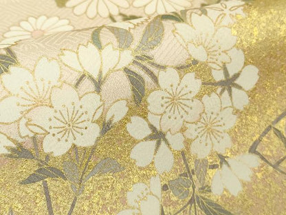 平和屋本店●極上　訪問着　駒刺繍　松　菊　桜　楓　肌色地　金彩　逸品　未使用　DZAB7164kh6