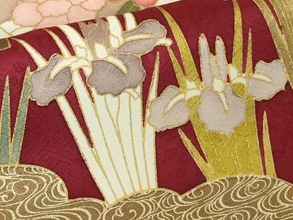 平和屋本店●極上　皇室献上作家　藤井寛　振袖　駒刺繍　花筏　立波吉祥花文　金彩　京都きもの友禅扱い　逸品　DZAB7166kh6