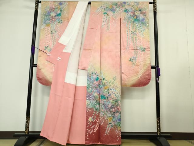 平和屋本店●極上　伯河貞雄　振袖・長襦袢(無双仕立て)セット　辻が花　暈し染め　逸品　DZAB7167kh6