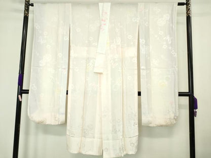 平和屋本店●極上　振袖・長襦袢(無双仕立て・半衿刺繍)セット　刺繍　薔薇　バラ　舞蝶花文　黒地　金銀彩　逸品　DZAB7168kh6