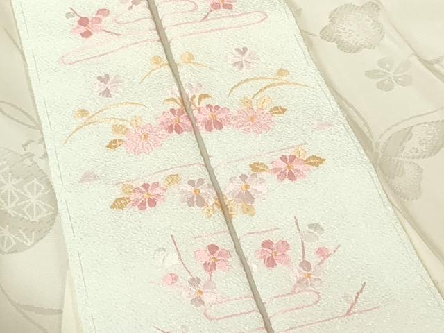 平和屋本店●極上　振袖・長襦袢(無双仕立て・半衿刺繍)セット　刺繍　薔薇　バラ　舞蝶花文　黒地　金銀彩　逸品　DZAB7168kh6