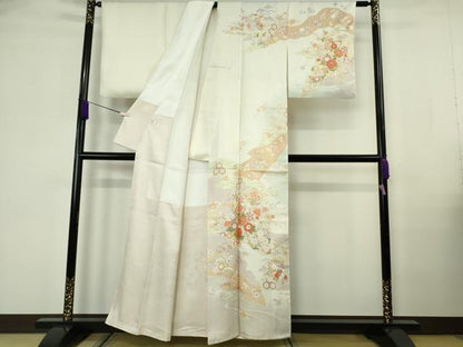 平和屋本店●極上　訪問着・長襦袢(無双仕立て)・袋帯セット　駒刺繍　雪輪吉祥花文　暈し染め　金彩　逸品　DZAB7169kh6