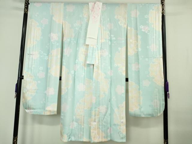 平和屋本店●極上　振袖・長襦袢(無双仕立て・半衿刺繍)セット　辻が花　絞り　暈し染め　金彩　銀通し地　逸品　DZAB7170kh6