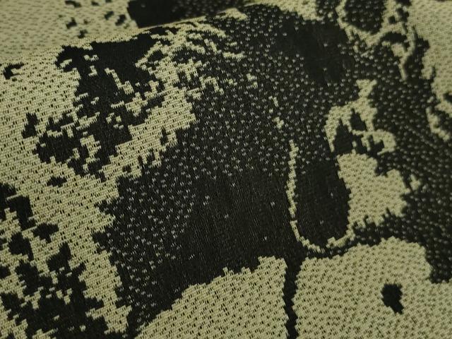 平和屋本店●極上　キモノデザイナー 斉藤上太郎　訪問着　お召地　大花　黄海松茶色地　反端付き　逸品　未使用　DZAB7171kh6