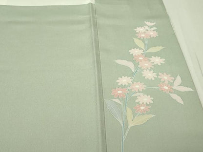 平和屋着物●極上　訪問着　友禅　作家物　枝花文　柳鼠色地　暈し染め　逸品　DZAB7173kh6