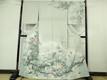 平和屋着物●極上　訪問着　作家物　松菊笹文　白緑色地　暈し染め　逸品　DZAB7174kh6