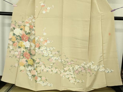 平和屋着物●極上　訪問着　友禅　作家物　吉祥花文　蒸栗色地　逸品　DZAB7175kh6