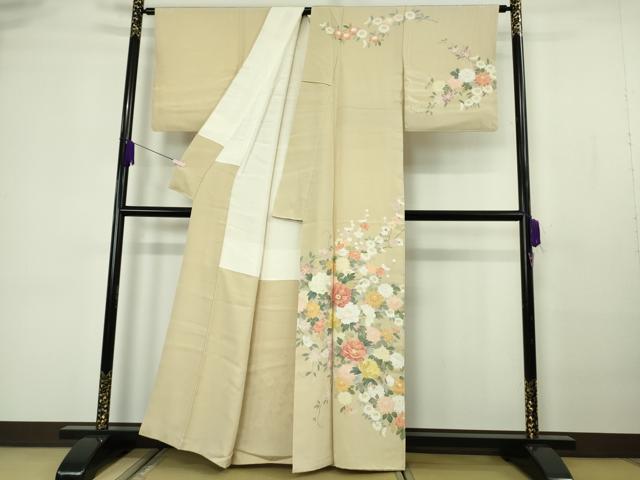 平和屋着物●極上　訪問着　友禅　作家物　吉祥花文　蒸栗色地　逸品　DZAB7175kh6