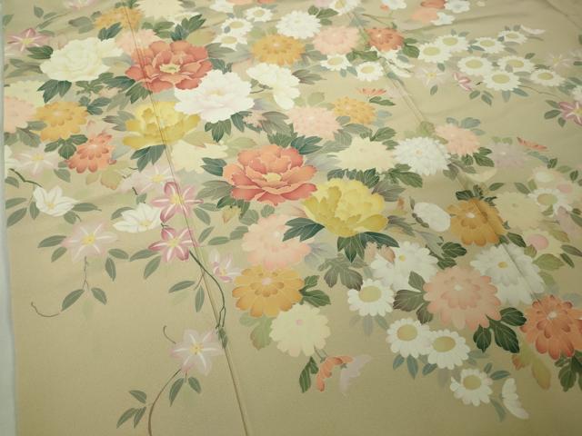平和屋着物●極上　訪問着　友禅　作家物　吉祥花文　蒸栗色地　逸品　DZAB7175kh6