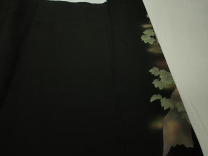平和屋本店●極上　黒留袖　手刺繍　鶏　にわとり　金糸　逸品　DZAB7177kh6