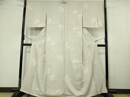 平和屋着物●極上　小紋　舞桜　灰梅色地　逸品　DZAB7179kh6