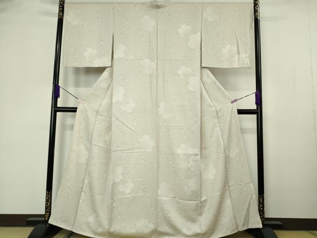 平和屋着物●極上　小紋　舞桜　灰梅色地　逸品　DZAB7179kh6