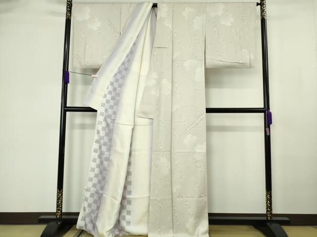 平和屋着物●極上　小紋　舞桜　灰梅色地　逸品　DZAB7179kh6