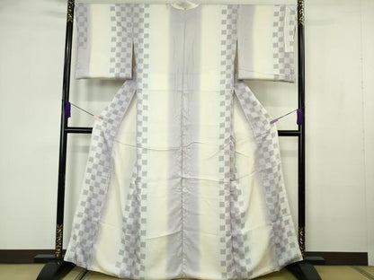 平和屋着物●極上　小紋　舞桜　灰梅色地　逸品　DZAB7179kh6