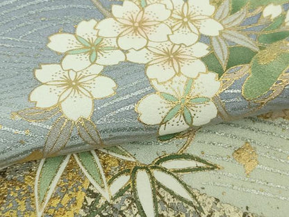 平和屋本店●極上　訪問着　駒刺繍　枝桜　松笹文　青藤色地　暈し染め　金彩　逸品　未使用　DZAB7180kh6