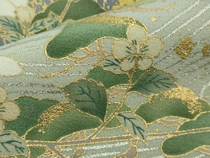 平和屋本店●極上　訪問着　駒刺繍　枝桜　松笹文　青藤色地　暈し染め　金彩　逸品　未使用　DZAB7180kh6