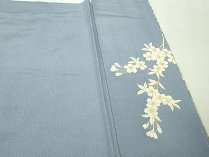 平和屋本店●極上　訪問着　駒刺繍　枝桜　松笹文　青藤色地　暈し染め　金彩　逸品　未使用　DZAB7180kh6