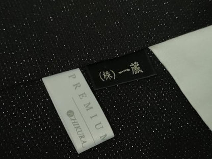 平和屋本店●極上　染色作家　寺島利男　訪問着　唐草文　黒地　銀通し地　逸品　DZAB7182kh6