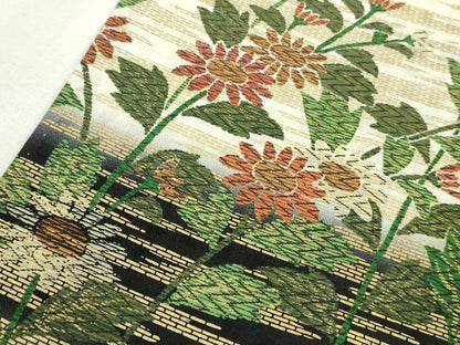 平和屋着物▽極上　訪問着　単衣　市松　枝花文　金彩　逸品　未使用　DZAB7186kh6