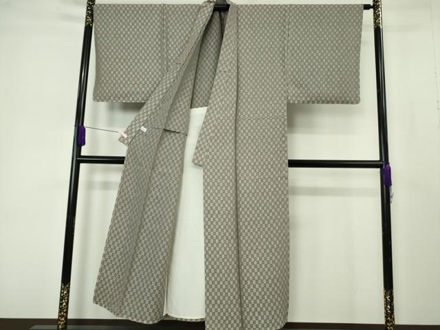 平和屋本店▽極上　男性　西陣 京都友禅作家集団　名門 倉染匠 一乃倉　お召　単衣　市松　宝尽くし　反端付き　逸品　未使用　DZAB7190kh6