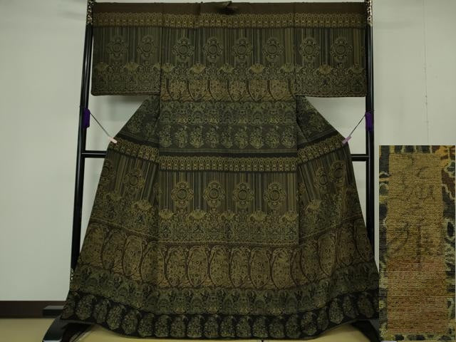 平和屋本店●極上　前田仁仙　仁仙更紗　訪問着　更紗花文　鬼しぼ縮緬　逸品　DZAB7193kh6