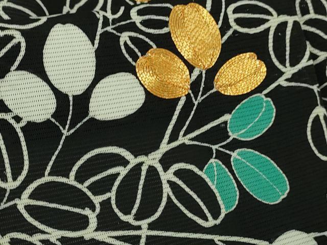 平和屋本店＊極上　夏物　訪問着　絽　駒刺繍　花萩文　黒地　金糸　逸品　DZAB7196kh6