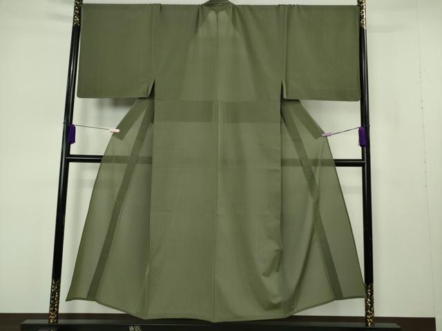 平和屋本店＊極上　夏物　男性　米沢・東匠猪俣　紗紬　キングサイズ　涼清　岩井茶色×仙斉茶色　反端付き　逸品　未使用　DZAB7197kh6