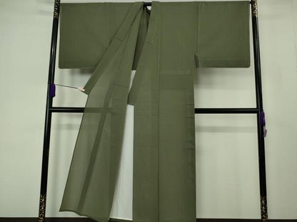 平和屋本店＊極上　夏物　男性　米沢・東匠猪俣　紗紬　キングサイズ　涼清　岩井茶色×仙斉茶色　反端付き　逸品　未使用　DZAB7197kh6