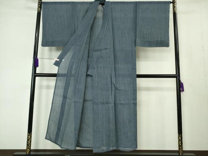 平和屋本店＊極上　夏物　男性　上布　縞　深縹色×白　京王百貨店扱い　逸品　未使用　DZAB7200kh6