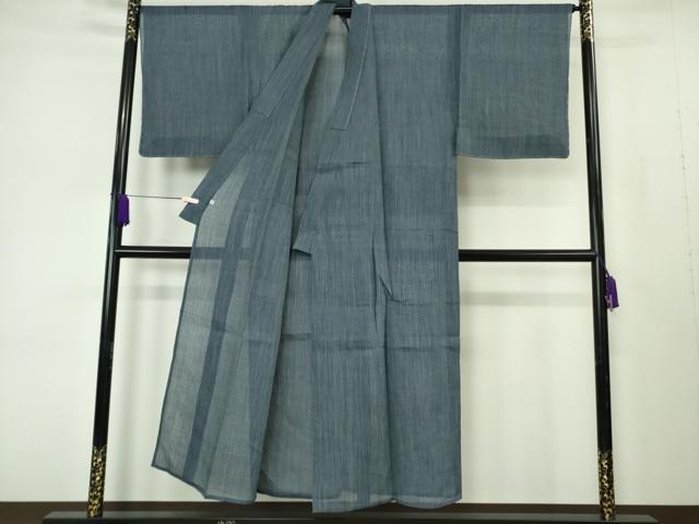 平和屋本店＊極上　夏物　男性　上布　縞　深縹色×白　京王百貨店扱い　逸品　未使用　DZAB7200kh6