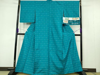 平和屋着物▽極上 本場大島紬 単衣 古代染色純植物染 屋久杉染 9マルキ 窪田織物謹製　納戸色地　やまと誂製　証紙付き　逸品　DZAB7204kh6