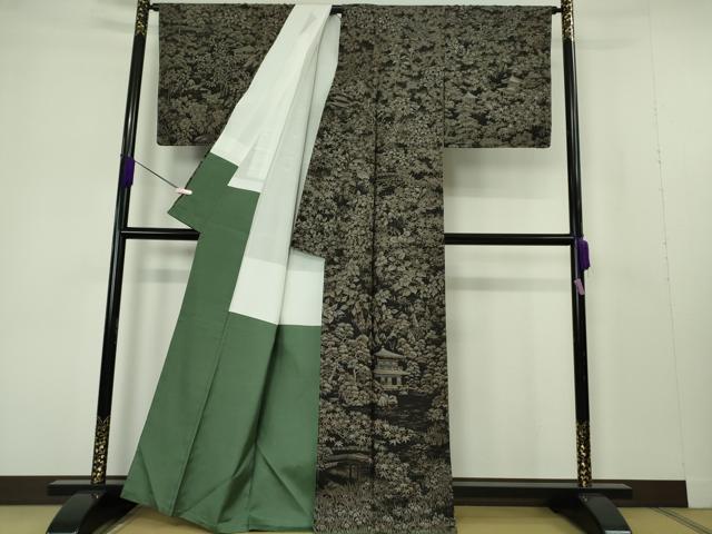 平和屋本店●極上　絣の魔術師 恵積五郎 本場大島紬 恵大島織物謹製 訪問着 古代染色純泥染 証紙・たとう紙付き 逸品 未使用 DZAB7207kh6