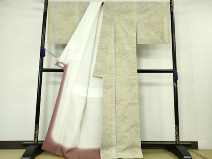 平和屋本店●極上　結城紬　平織　経緯亀甲絣　80亀甲　薔薇　バラ　やまと誂製　証紙付き　逸品　DZAB7209kh6