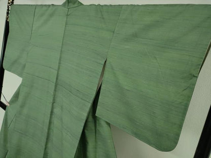 平和屋着物●極上　紅花紬　米沢　新田秀次　紅藍染　花竹　反端付き　逸品　DZAB7213kh6
