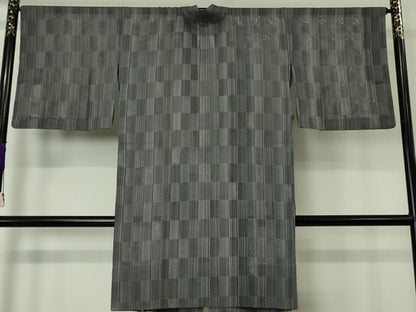 平和屋着物∞極上　道中着　スリーシーズン　春夏秋　塵除け　ロング丈　市松紋紗　猫　逸品　DZAB7220kh6