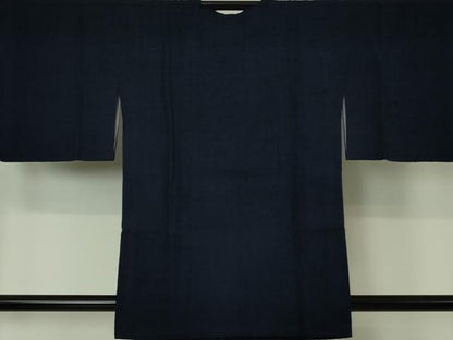 平和屋本店∞極上　浦野理一　経節紬　道行コート　色無地　濃藍色　大丸扱い　たとう紙付き　逸品　DZAB7221kh6