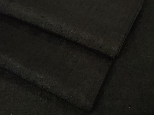 平和屋本店●極上　本場結城紬　重要無形文化財　色無地　暗黒色　逸品　DZAB7222kh6