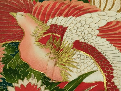 平和屋本店●極上　アンティーク　大正ロマン　振袖　駒刺繍　鳳凰鼓草花文　金銀彩　逸品　DZAB7225kh6