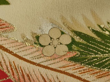 平和屋本店●極上　アンティーク　大正ロマン　振袖　駒刺繍　鳳凰鼓草花文　金銀彩　逸品　DZAB7225kh6