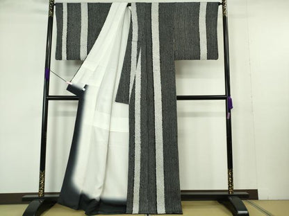 平和屋本店●極上　本疋田絞り　小紋　間道　黒地　鈴乃屋扱い　逸品　DZAB7226kh6