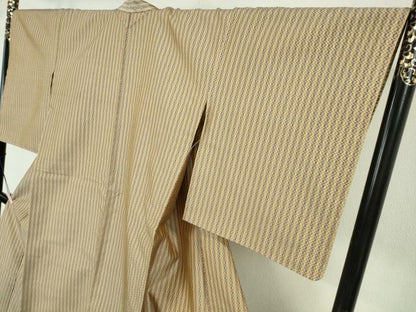 平和屋本店▽極上　山下八百子　本場黄八丈　市松綾織　単衣　逸品　未使用　DZAB7230kh6