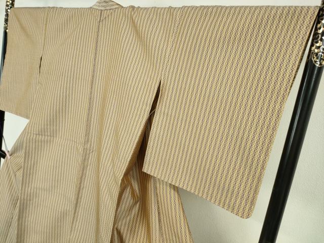 平和屋本店▽極上　山下八百子　本場黄八丈　市松綾織　単衣　逸品　未使用　DZAB7230kh6