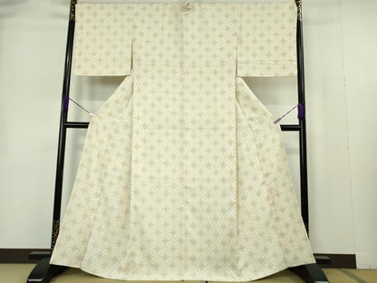 平和屋本店●極上　小紋　花菱　練色地　逸品　DZAB7235kh6